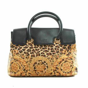 Gianni Versace leopard pattern yellow shoulder bag